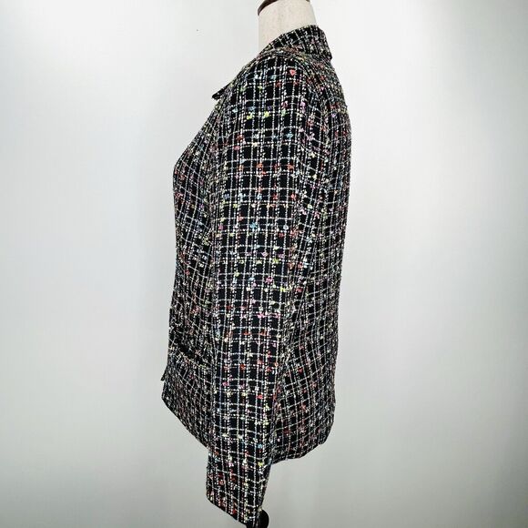 Vintage Sag Harbor Blazer Womens 16 Black Colorful Preppy Business Casual Jacket - Picture 4 of 14